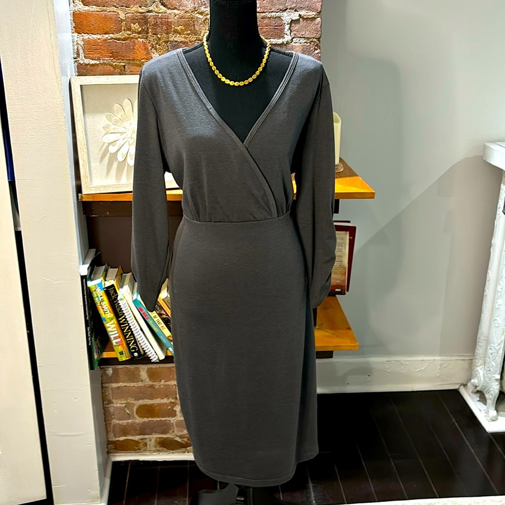 Ashley Stewart Gray V neck Dress.